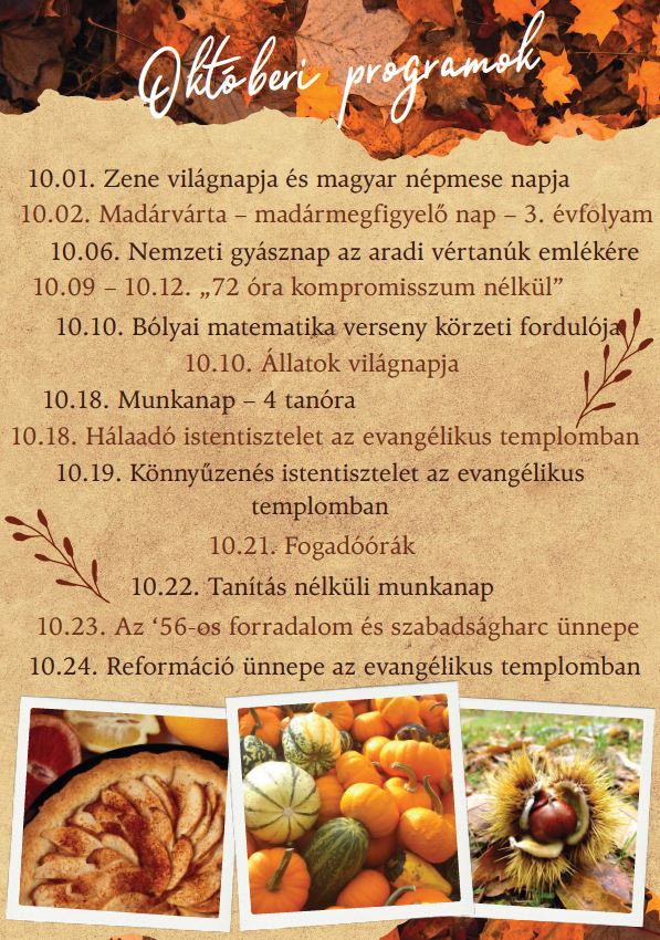 Októberi programok